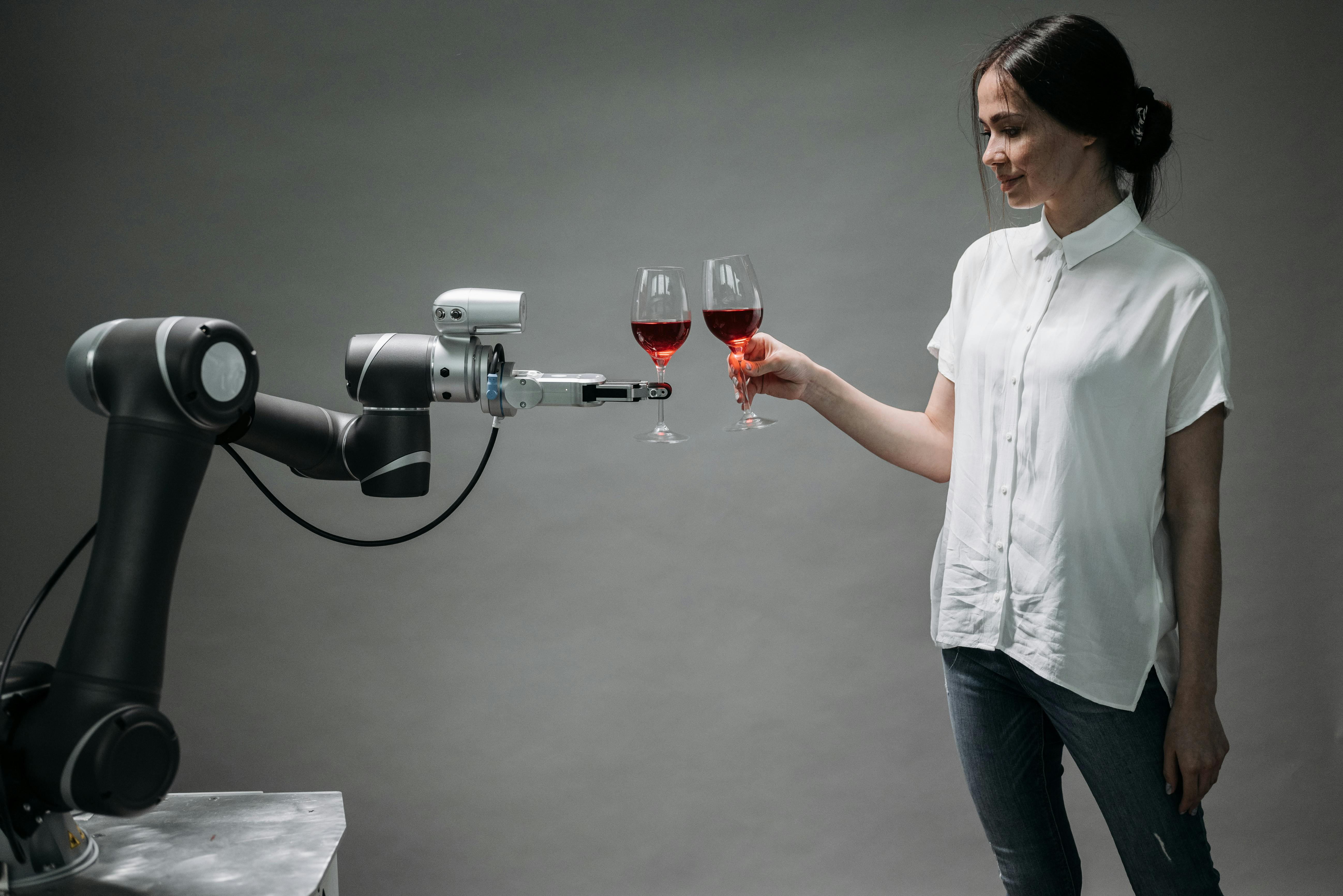 Modern robotic arm working on a production line